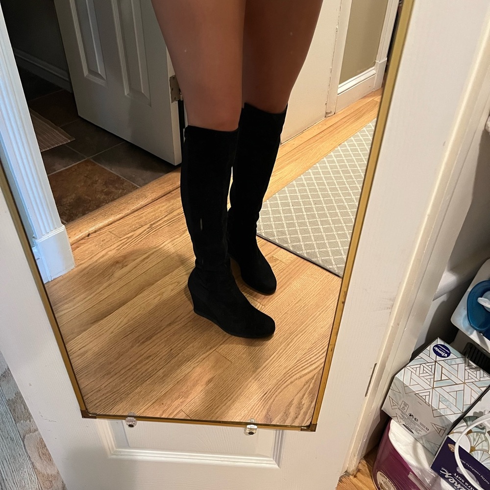 Stuart Weitzman knee-high black suede boots